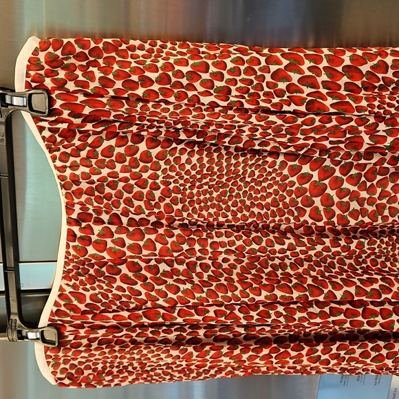💕J.CREW💕 Gwyneth Pleated Skirt Chiffon ~ Vintage Red Strawberry Print Large - Picture 12 of 16